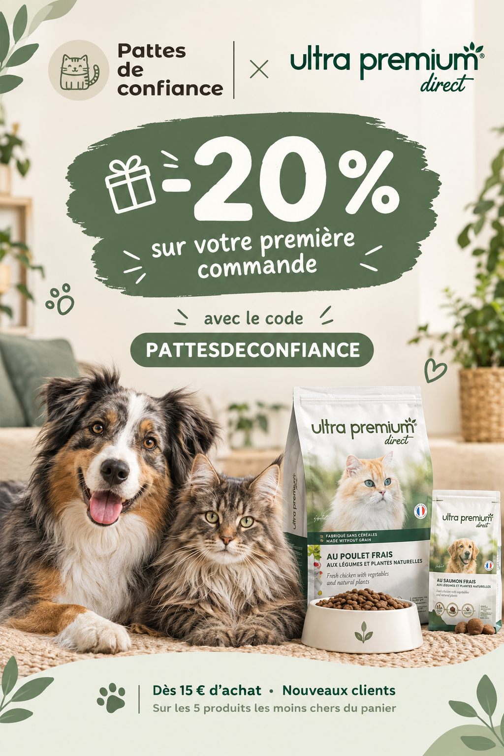 Code promo Ultra Premium Direct : -20 % avec Pattes de Confiance